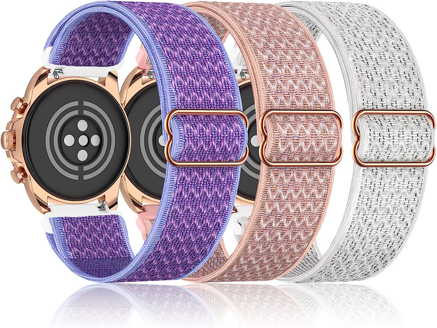 230816023256278_1 Farluya 3 Pack 18mm Stretchy Nylon Watch Bands for Fossil Women's Gen 5E 42mm / Gen 6 42mm,Soft Quick Release Wristband Loop Elastic Strap for Fossil Venture Gen 4 HR/Gen 3 Women Men - Image 1